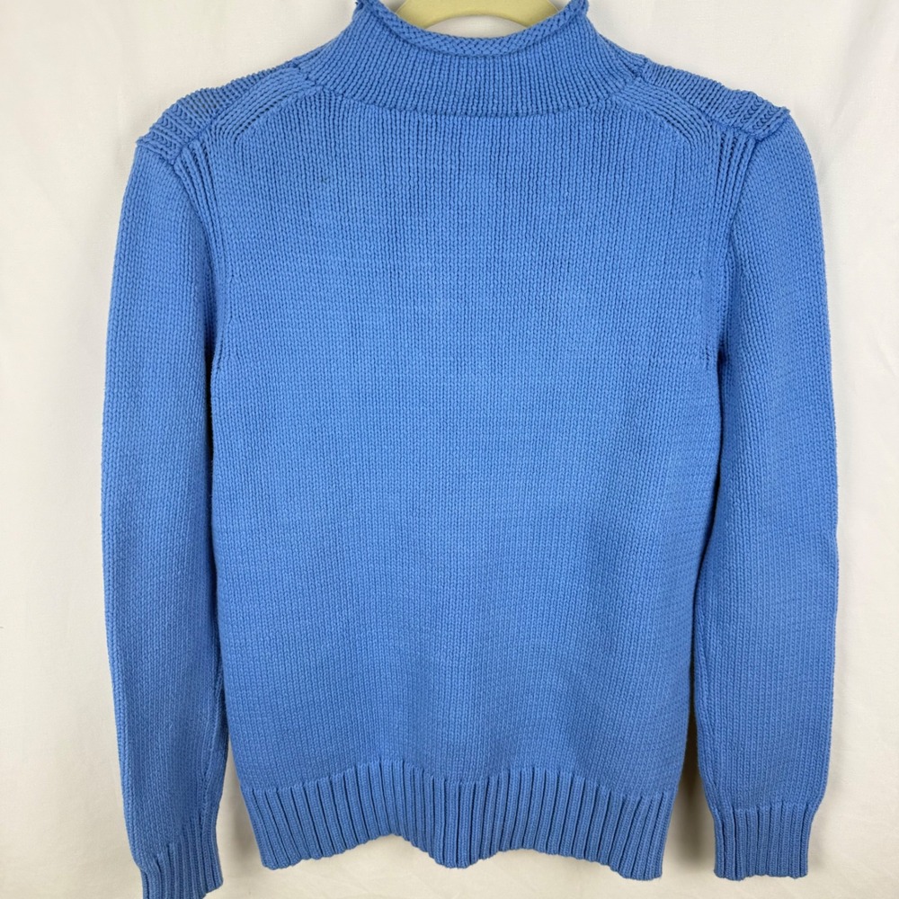 J. Crew Blue Roll Neck Oarsman Sweater Small Preppy Coastal Classic Old Money - Picture 8 of 8